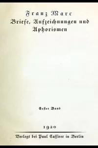 Briefe, Aufzeichnungen und Aphorismen. Erster Band