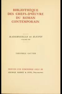 Mademoiselle de Maupin, Volume 1 (of 2)