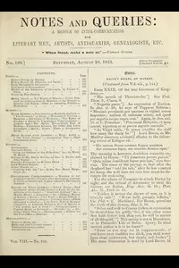 Notes and Queries, Number 199, August 20, 1853