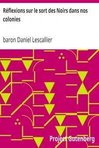 RÃ©flexions sur le sort des Noirs dans nos colonies