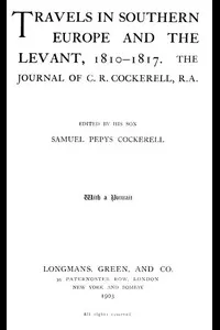 Travels in Southern Europe and the Levant, 1810-1817